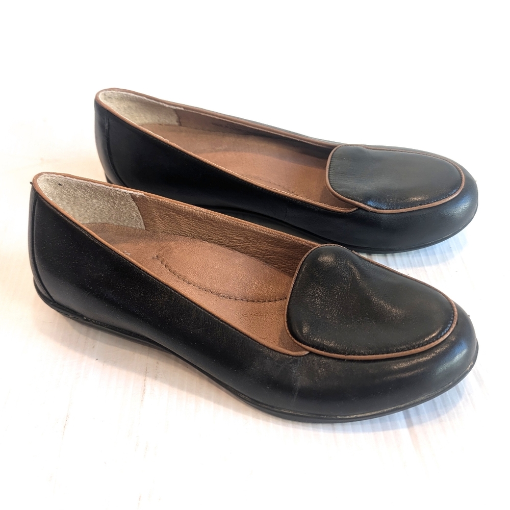 DANSKO Nastacia Nappa Black Leather Slip-on Flats Size 38 Women's